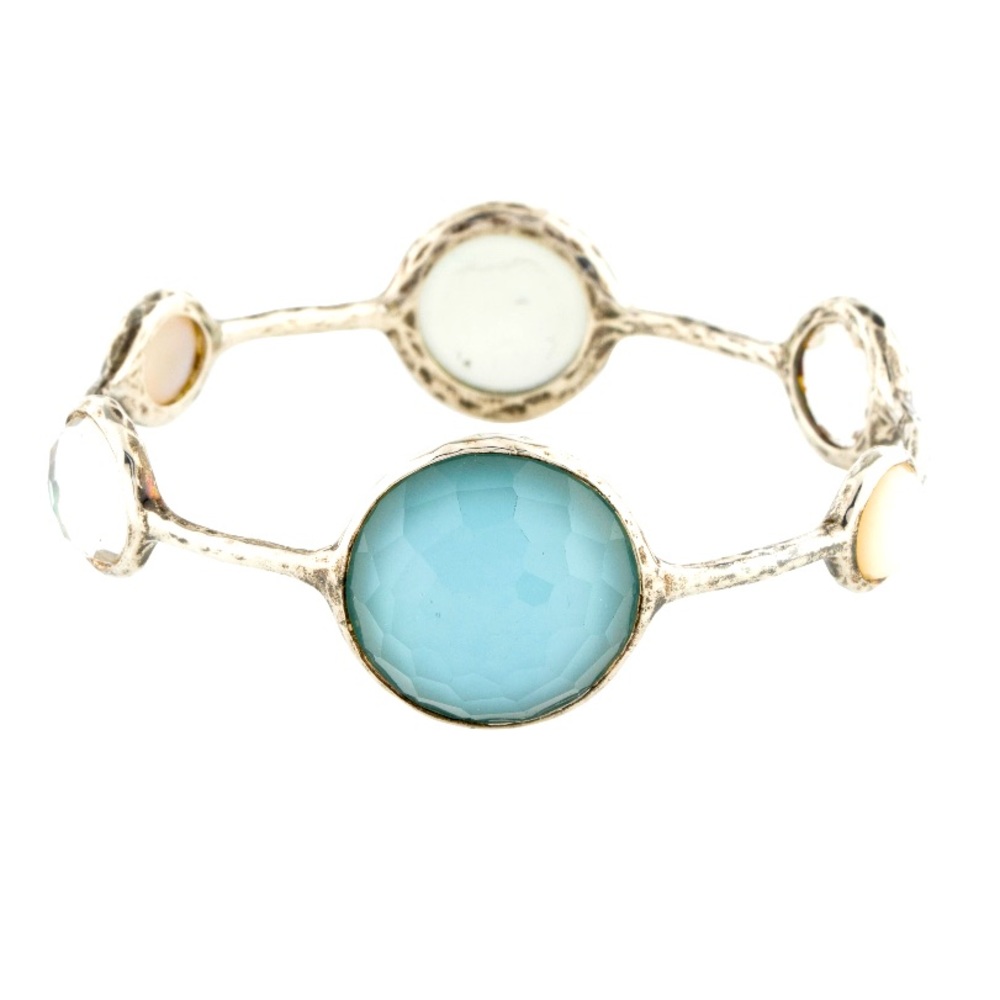 Mother of Pearl & Quartz Lollipop wonderland 6-Stone Bangle large stone *RARE*